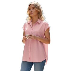 Madison Womens Sleeveless Button Up Blouse~Size Large~Pink/Purple Top NWOT L3 24